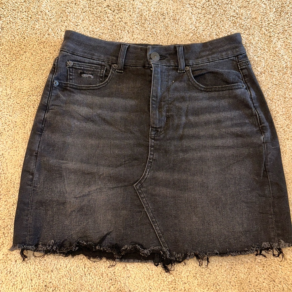 AMERICAN EAGLE Black Hi Rise Denim Skirt NEXT LEVEL STRETCH.